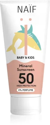 Минеральный солнцезащитный крем Naif Baby Kids Mineral Sunscreen SPF 50 для детей, 100 мл