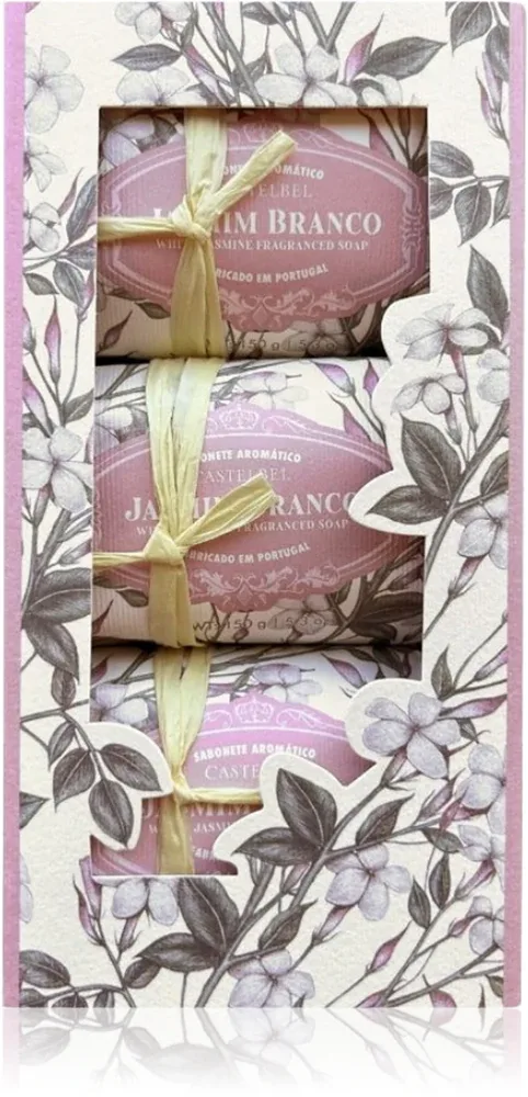 Мыло твёрдое Castelbel White Jasmine цветочное, набор 3×150 г zestaw upominkowy