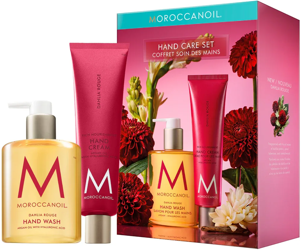 Подарочный набор для рук Moroccanoil Body Dahlia Rouge с жидким мылом и кремом
