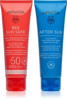 Набор для ухода за телом Apivita Bee Sun Safe Beach Essentials солнцезащитный, подарочный