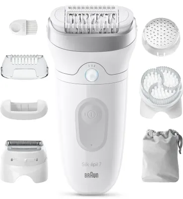 Эпилятор Braun Silk-epil 7 7-060 с 40 пинцетами MicroGrip, для сухой и влажной эпиляции, 1 шт