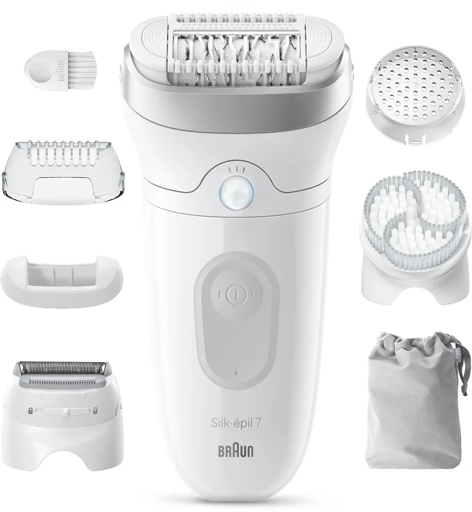 Эпилятор Braun Silk-epil 7 7-060 с 40 пинцетами MicroGrip, для сухой и влажной эпиляции, 1 шт