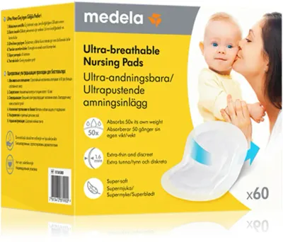 Вкладыши для груди Medela Ultra-breathable Nursing Pads одноразовые, ультратонкие, 30 шт, 60 шт