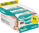 Влажные салфетки Pampers Sensitive Baby Wipes для чувствительной кожи, 9×80 шт — фото 1