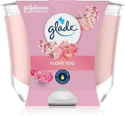 Свеча ароматическая GLADE I Love You с хлопковым фитилём, из растительных восков, 204 г