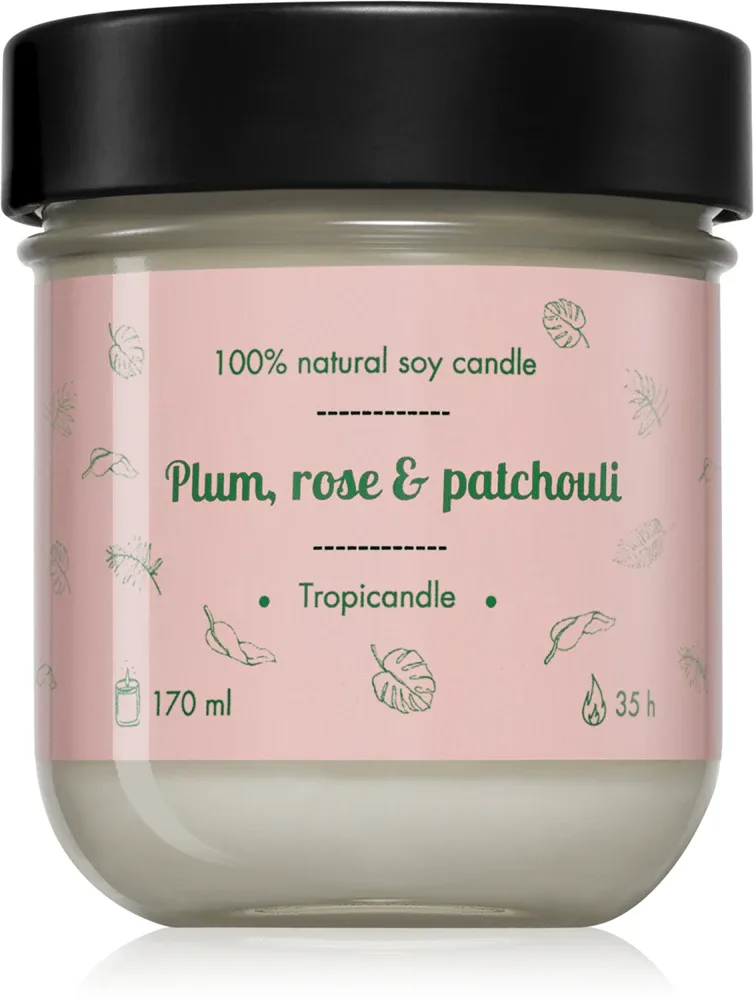 Свеча ароматическая Tropicandle Plum, Rose Patchouli, тропический аромат, 170 мл