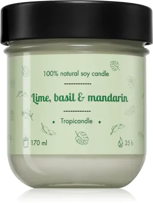 Свеча ароматическая Tropicandle Lime, Basil Mandarin, цитрусовый аромат, 170 мл