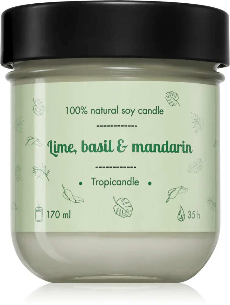 Свеча ароматическая Tropicandle Lime, Basil Mandarin, цитрусовый аромат, 170 мл
