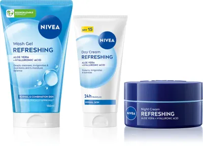 Набор косметики для лица NIVEA Refreshing, гель и кремы для нормальной и комбинированной кожи