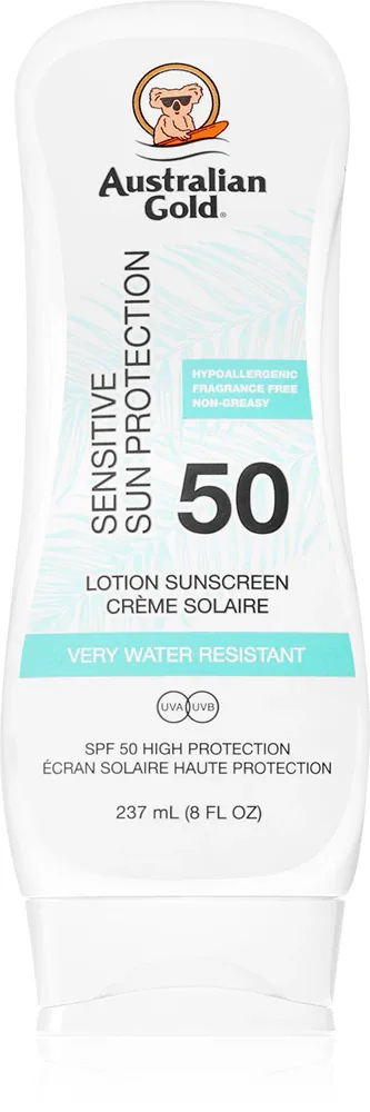 Молочко солнцезащитное Australian Gold Sensitive для лица, для чувствительной кожи, 237 мл SPF 50