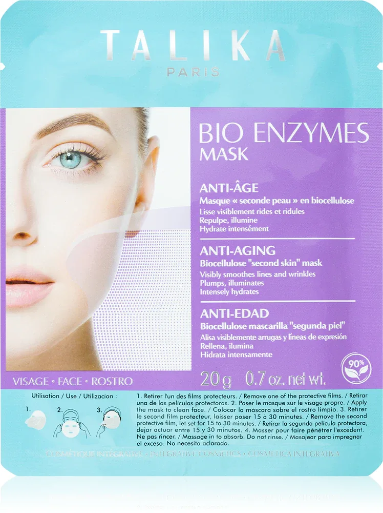 Маска тканевая Talika Bio Enzymes Mask Anti-Age с гиалуроновой кислотой, увлажняющая, 20 г