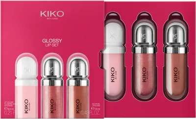 Набор для губ KIKO Milano Glossy Lip Set подарочный, с блесками и кремом для губ