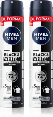Антиперспирант-спрей NIVEA MEN Black White Invisible Original для мужчин, 2х200 мл