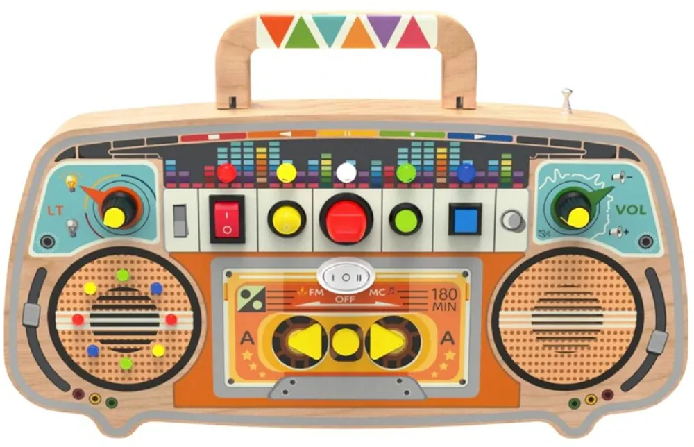 Доска развивающая 2Kids Toys Activity Board Wooden FM Radio деревянная, со звуками, 1 шт 12m+