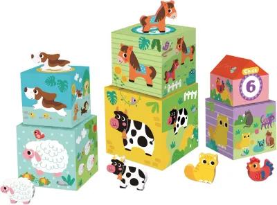 Деревянные блоки 2Kids Toys Animal Blocks с животными, развивающие, 12 шт 12m+