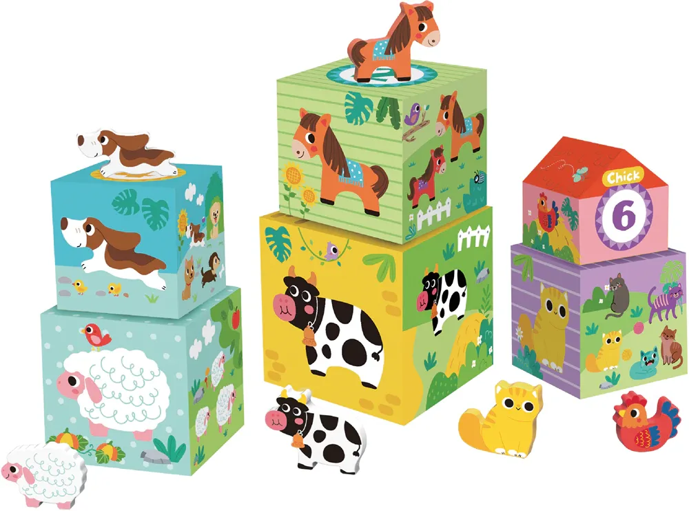 Деревянные блоки 2Kids Toys Animal Blocks с животными, развивающие, 12 шт 12m+