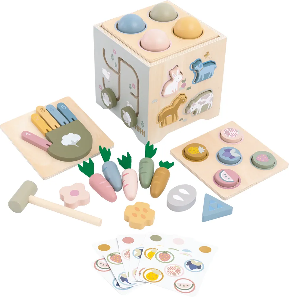 Развивающий куб 2Kids Toys Motor Activity Cube мультисенсорный, деревянный, 37 предметов 12m+, 37 шт