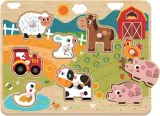 Пазл деревянный 2Kids Toys Puzzle развивающий, с мотивом зверят, 9 шт Farm 18m+ — фото 1