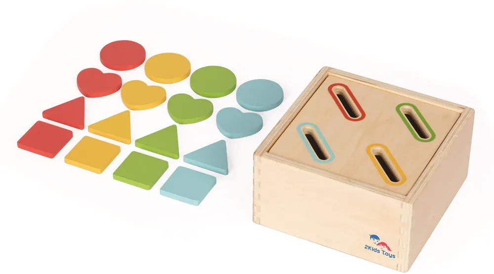 Сортер деревянный 2Kids Toys Sorting Shapes and Colors развивающий, 1 шт 12m+