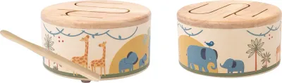 Деревянный барабан 2Kids Toys Wooden Drum Safari детский, с милым мотивом, 1 шт 18m+