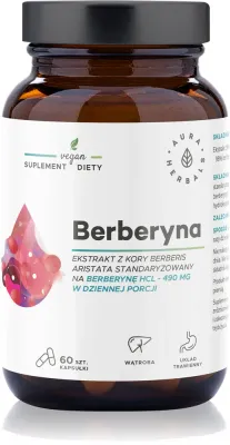 Добавка к пище Aura Herbals Berberyna 490 mg в капсулах, с экстрактом коры барбариса, 60 капсул