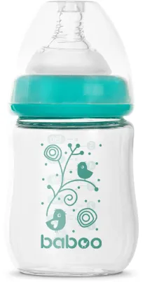 Бутылочка для кормления Baboo Anti-colic Glass Feeding Bottle Wide Neck стеклянная, с широким горлышком, 150 мл 0m+