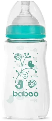 Бутылочка для кормления Baboo Anti-colic Glass Feeding Bottle Wide Neck стеклянная, с широким горлышком, 250 мл 3m+