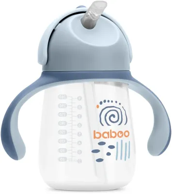 Кружка детская Baboo Cup with Silicone Straw с силиконовой трубочкой, с ручками, 260 мл Blue Haze 9m+