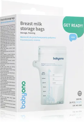 Пакеты для хранения грудного молока BabyOno Breast Milk Bag с безопасной застёжкой, 30 шт 180 мл