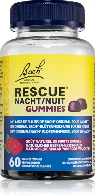 Bach® Flower Remedies RESCUE® Gummies night - Жевательные пастилки Bach Flower Remedies RESCUE Gummies night, биологически активная добавка, для сна, 174 г smak Raspberry, 174 г