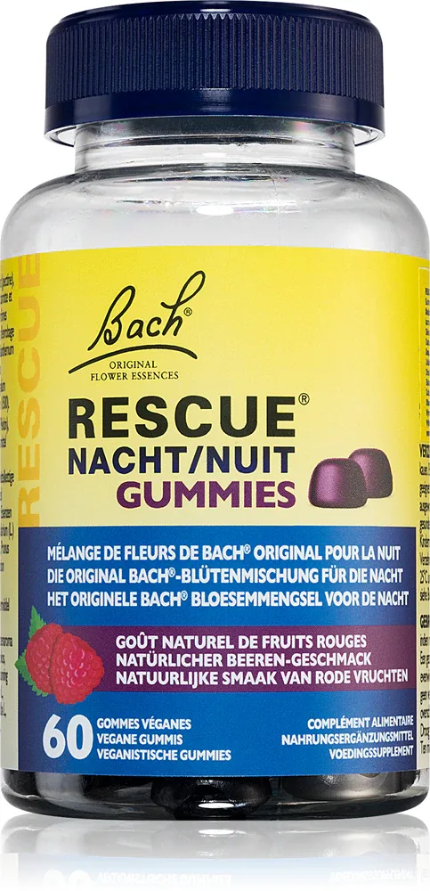 Bach® Flower Remedies RESCUE® Gummies night - Жевательные пастилки Bach Flower Remedies RESCUE Gummies night, биологически активная добавка, для сна, 174 г smak Raspberry, 174 г