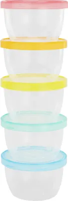 Контейнеры для детского питания Badabulle Maxi Fun Colors с крышками, для микроволновой печи, 5 шт. по 250 мл
