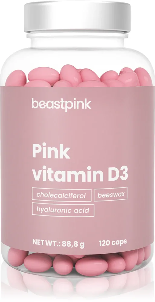 Добавка к пище BeastPink Pink Vitamin D3 в капсулах, с гиалуроновой кислотой, 126 г