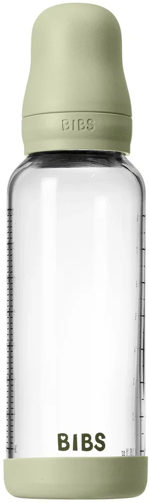 Бутылочка для кормления BIBS Baby Glass Bottle Round Latex стеклянная, с каучуковой соской, 240 мл