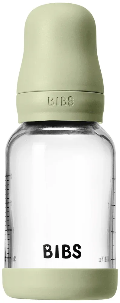 Бутылочка для кормления BIBS Baby Glass Bottle Round Latex стеклянная, с каучуковой соской, 120 мл