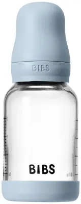 Бутылочка для кормления BIBS Baby Glass Bottle Silicone стеклянная, с силиконовой соской, 120 мл