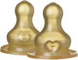 Соска для бутылочки BIBS Baby Glass Bottle Rubber Nipple каучуковая, формой напоминает материнскую грудь, 2 шт Fast Flow — фото 1