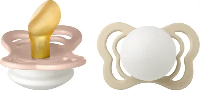 Пустышка BIBS Couture Glow Natural Rubber Size 1: 0+ months каучуковая, светится в темноте, 2 шт Blush / Vanilla