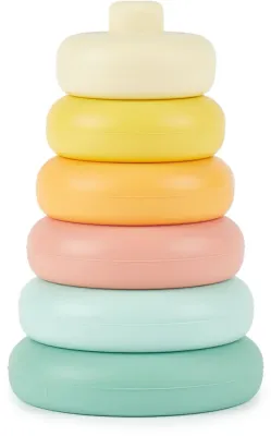 Игрушка развивающая Bieco Silicone Stacking Tower Tropical Vibes башенка силиконовая, складная, 6 шт 12 m+