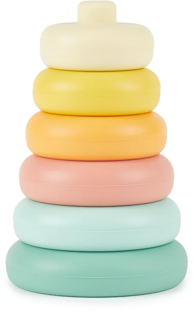 Игрушка развивающая Bieco Silicone Stacking Tower Tropical Vibes башенка силиконовая, складная, 6 шт 12 m+