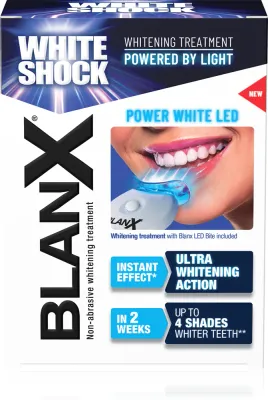Набор для отбеливания зубов BlanX White Shock Power White с лампой LED и гелем 50 мл