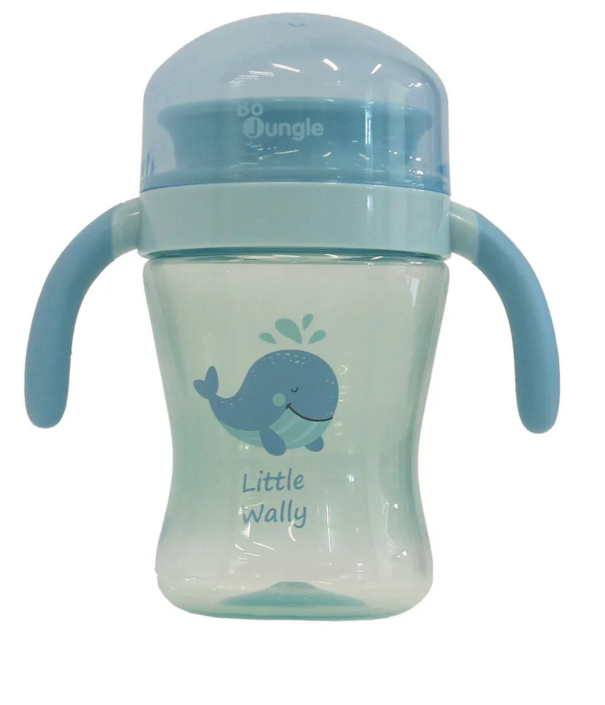 Чашка детская Bo Jungle Drinking Cup 360 тренировочная, с ручками, синяя, 240 мл 6m+ Little Whally