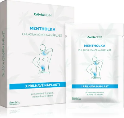 Пластырь охлаждающий Cannaderm Mentholka cooling hemp patch для мышц и суставов, 3 шт