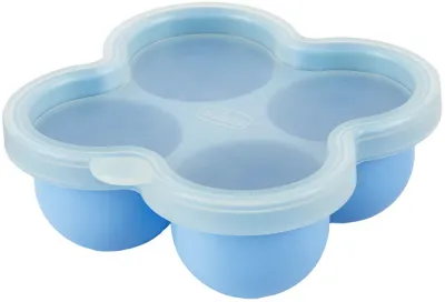 Контейнеры для детского питания Chicco Multifunctional Food Storage Container Blue силиконовые, синие, 4× 60 мл