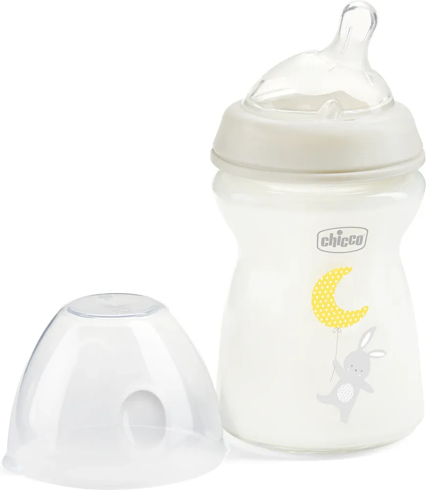 Бутылочка для кормления Chicco Natural Feeling Glass Neutral II стеклянная, с силиконовой соской
