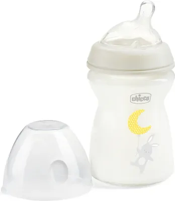 Бутылочка для кормления Chicco Natural Feeling Glass Neutral II стеклянная, с силиконовой соской, 0m+ 250 мл