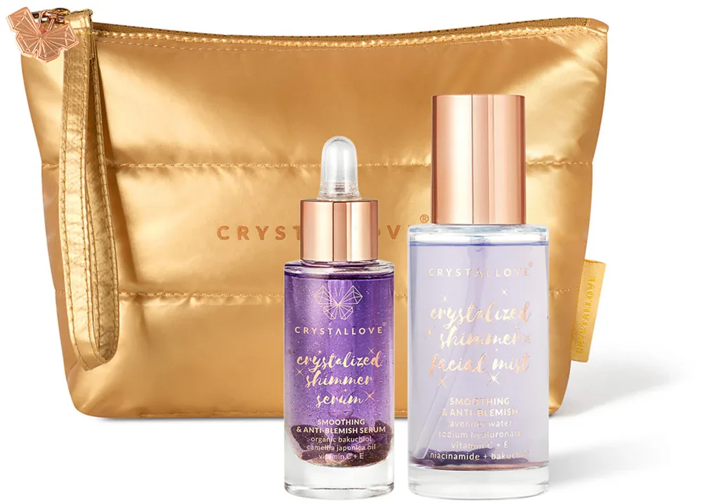 Набор для ухода за лицом Crystallove Amethyst Skincare Duo подарочный, со спреем и сывороткой, 3 шт