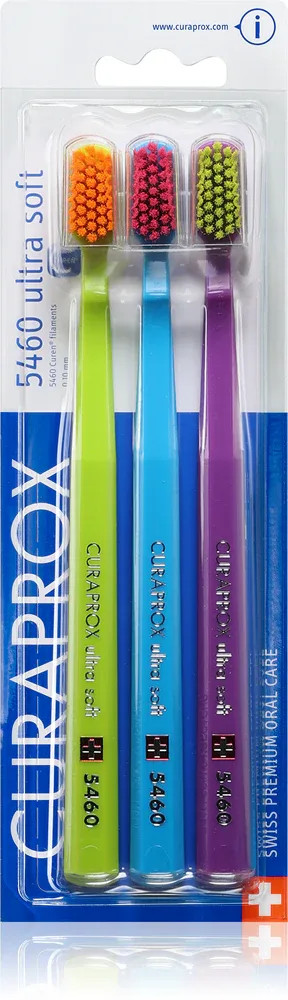 Зубная щётка Curaprox 5460 Ultra Soft мягкая, с волокнами Curen, 3 шт