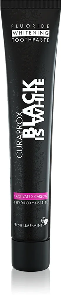 Зубная паста отбеливающая Curaprox Black is White, с активным углём и гидроксиапатитом, 90 мл smak Fresh Lime-Mint