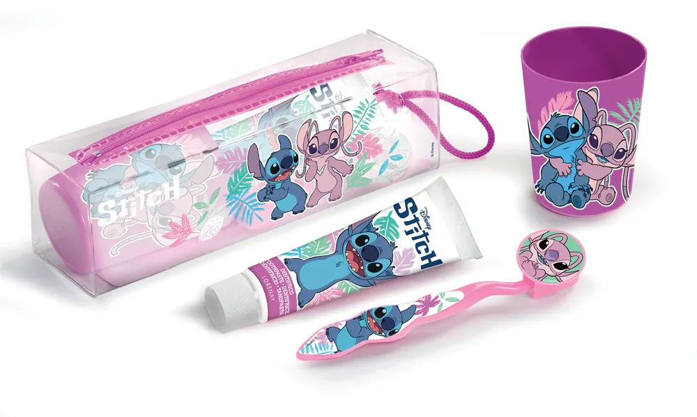 Набор для ухода за зубами Disney Stitch Dental Set детский, подарочный, со щёткой, пастой и стаканчиком 3 y+